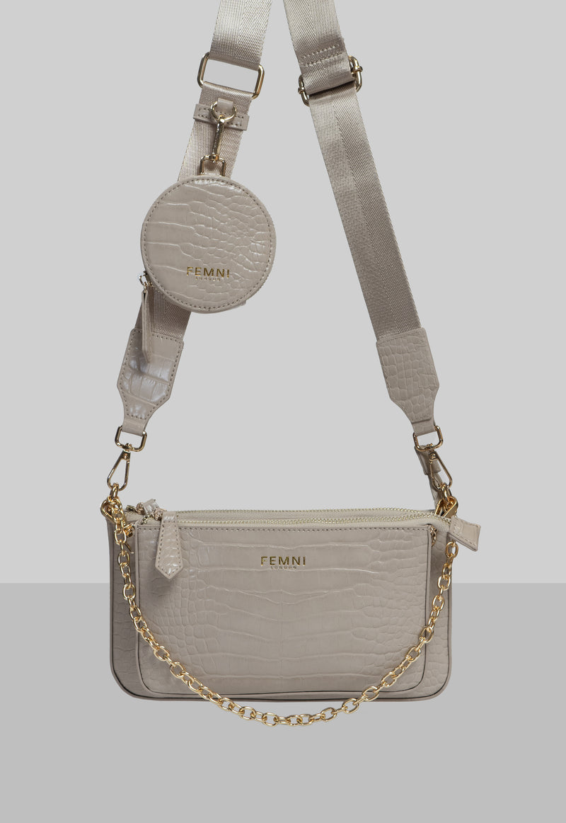 Multi Pouch Crossbody Bag - Taupe